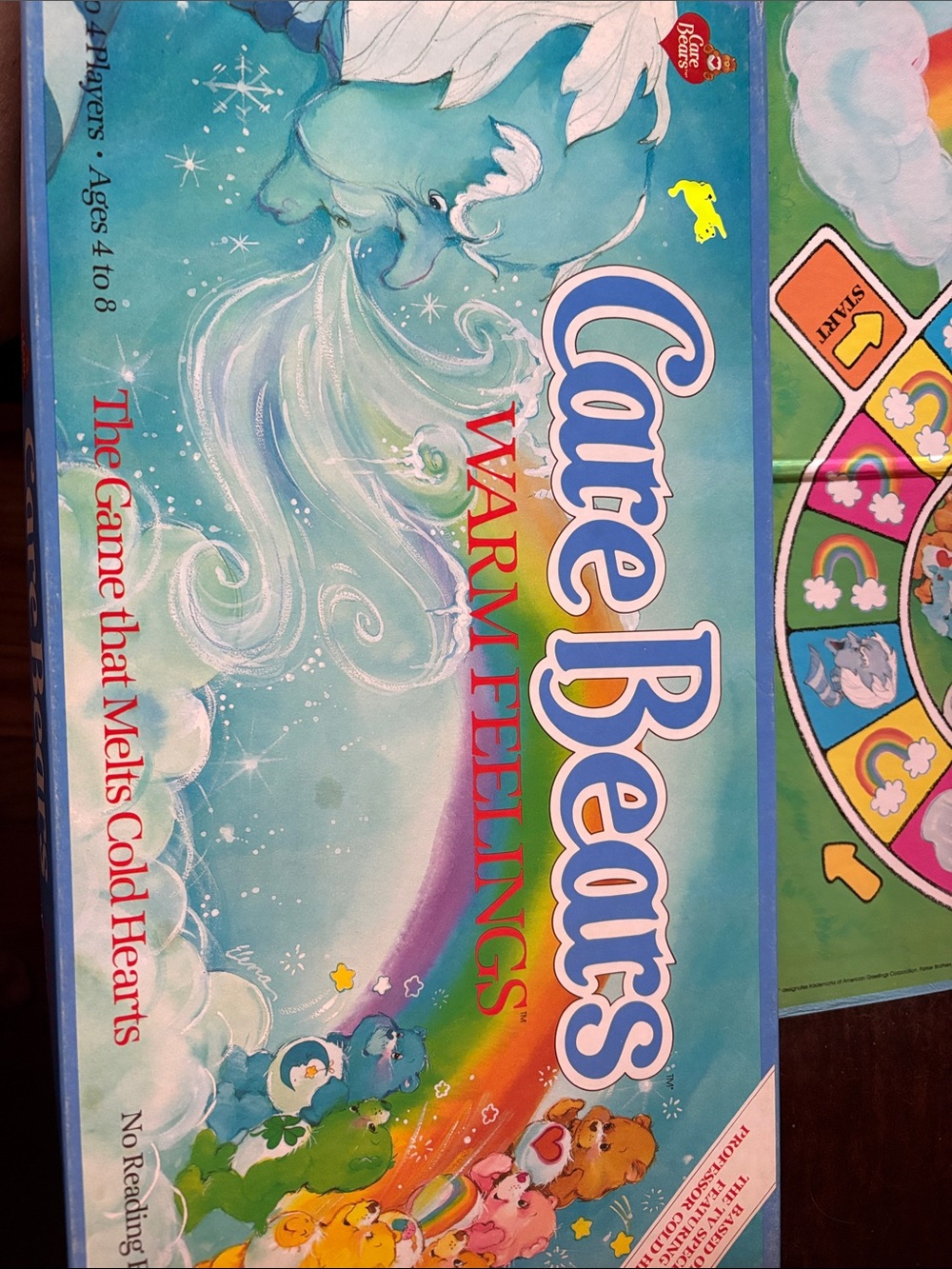 Vintage Care Bears Warm Feelings Game Box - Blue & Rainbow Artwork
